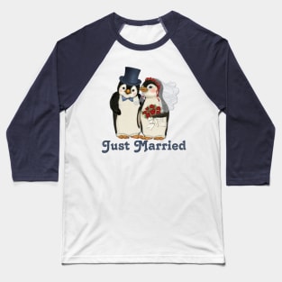 Penguin Wedding - Just Married Baseball T-Shirt